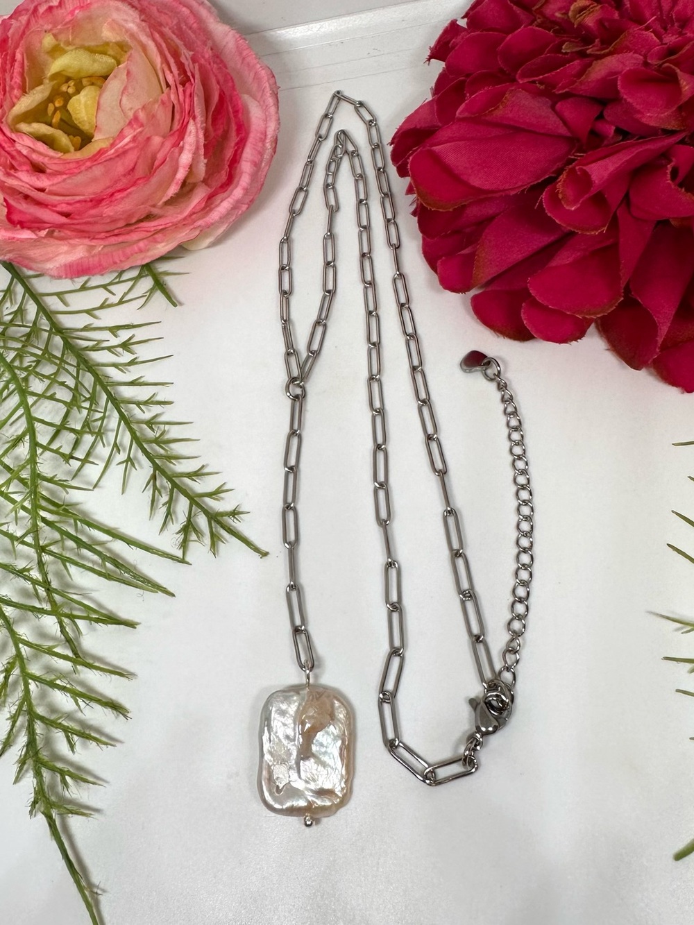 NEW ⚜️ Baroque Pearl Handmade Lariat Chain Necklace